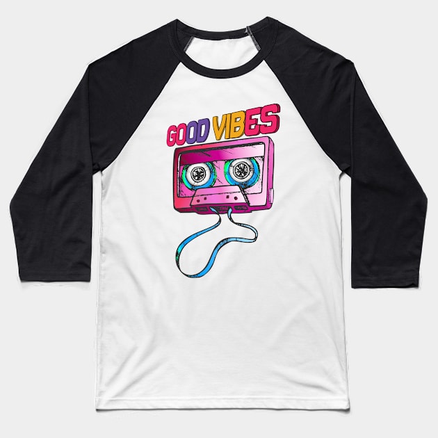 Good Vibes 80s Retro Design Baseball T-Shirt by BAB